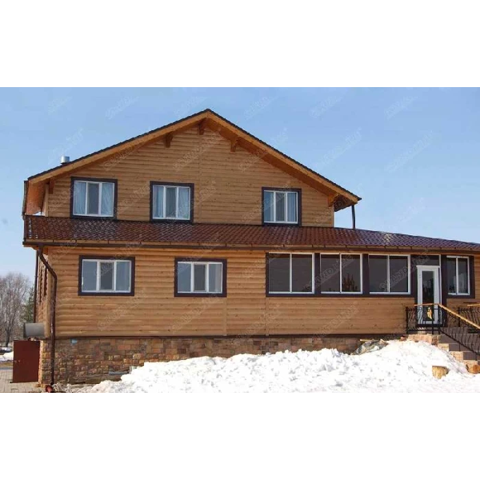 Металлический сайдинг Grand Line Сталь Блок-хаус 0.45 мм Print Twincolor с пленкой Rowan