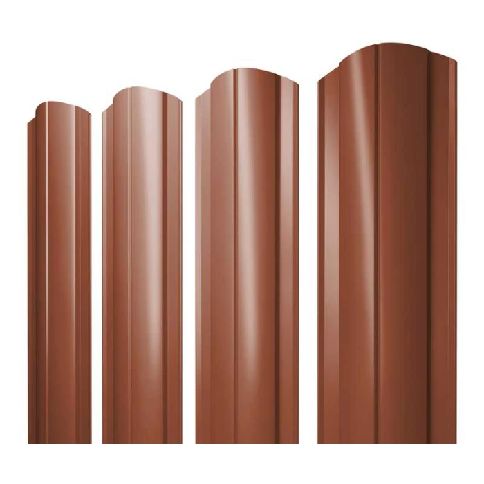 Штакетник Круглый фигурный Grand Line 0,5 Satin RAL 8004 Терракота